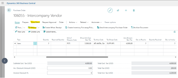 7 Steps to Create a Purchase Order in Business Central