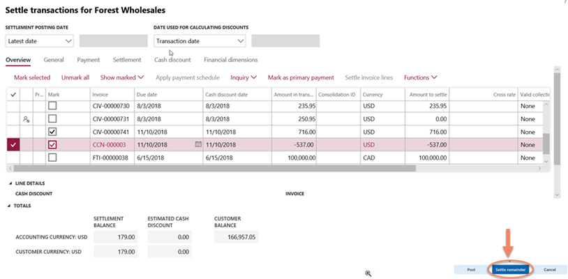 How to use the new Settle Remainder feature in D365FO version 8.1.3