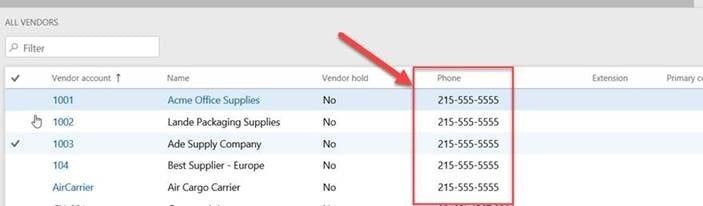 Screenshot of updated Excel spreadsheet on Dynamics 365