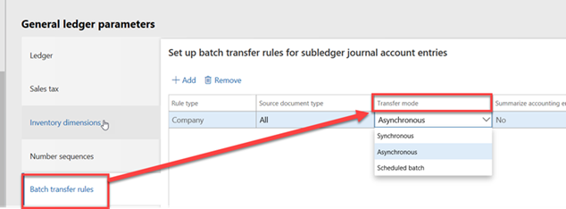 Change to GL Batch Transfer Rules in D365FO