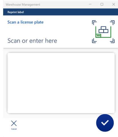 Screenshot enter or scan a license plate to reprint a label 