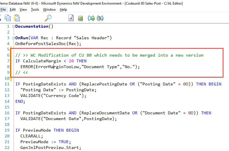 DNAV Development Environment Database Screenshot