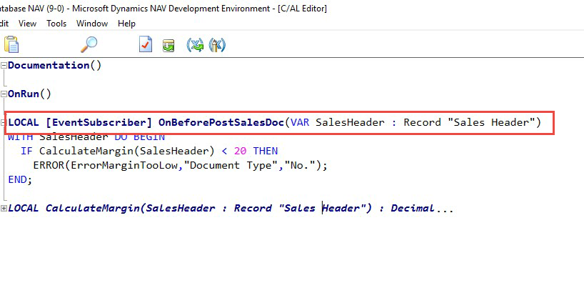 DNAV Development Environment Event Subscriber Screenshot