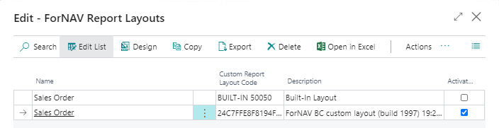 Screenshot of Report Layout in ForNAV 