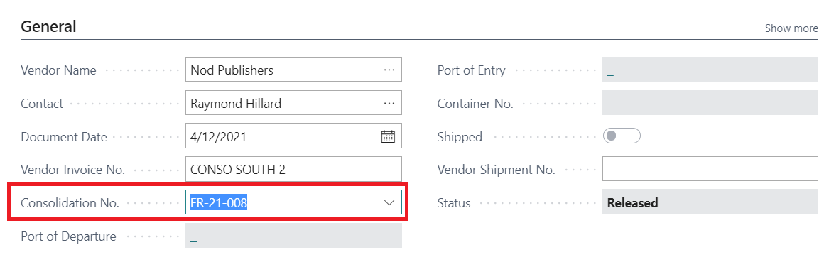Purchase consolidation number