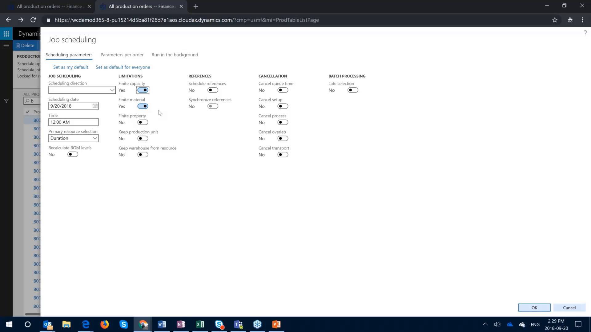 Visual Production Planning in Dynamics 365 F&O