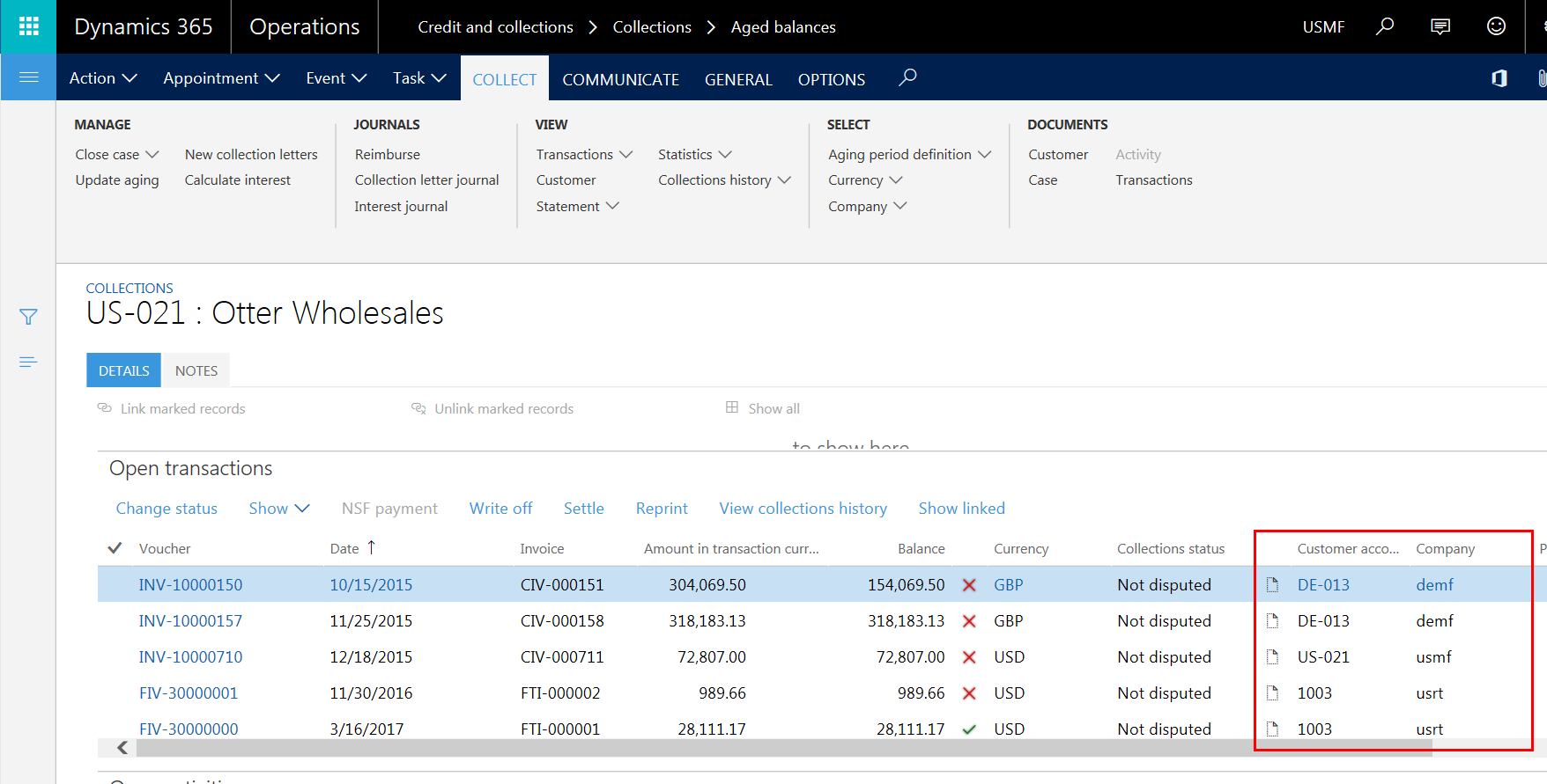 D365 Collect Wholesales Screenshot
