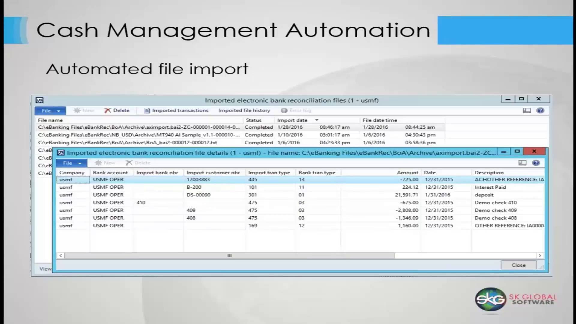 Banking and Treasury Automation for Dynamics AX