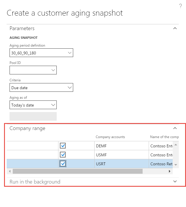 D365 Create Customer Aging Snapshot
