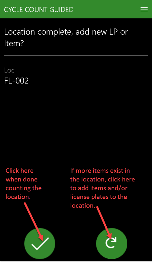 D365 Cycle Count Guided Floor Location Screenshot