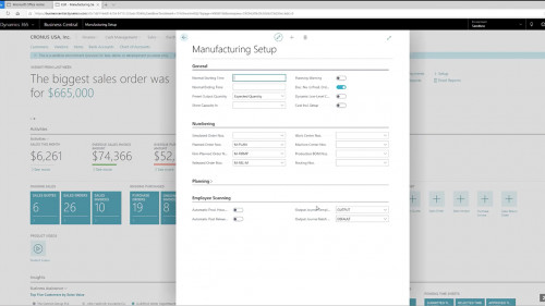 Manufacturing Setup Example